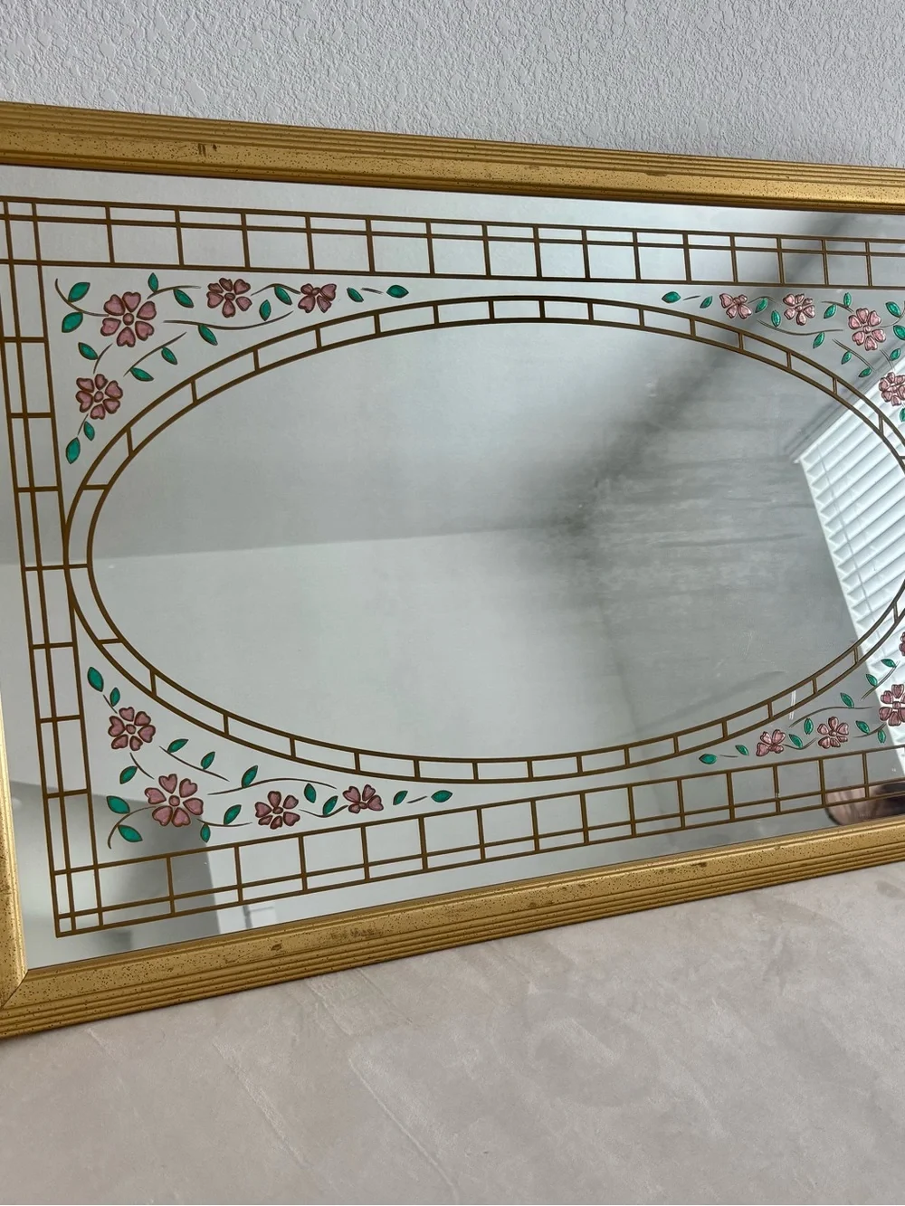 Gold Floral Oval Decorative Wall Mirror - Unbranded